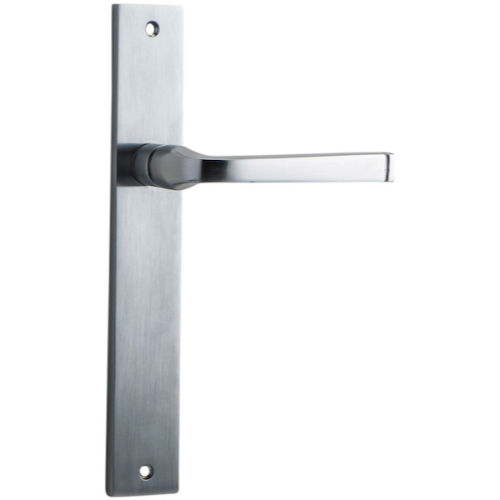 Door Lever Annecy on Long Backplate Brushed Chrome H237xW50xP65mm in Brushed Chrome