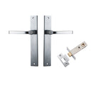 Door Lever Annecy Rectangular Latch Brushed Chrome H240xW38xP65mm Passage Kit, Tube Latch Split Cam 'T' Striker Brushed Chrome Backset 60mm in Brushed Chrome