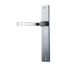 Door Lever Annecy Rectangular Latch Left Hand Fixed Brushed Chrome L117xP63mm BPH240xW38mm in Brushed Chrome