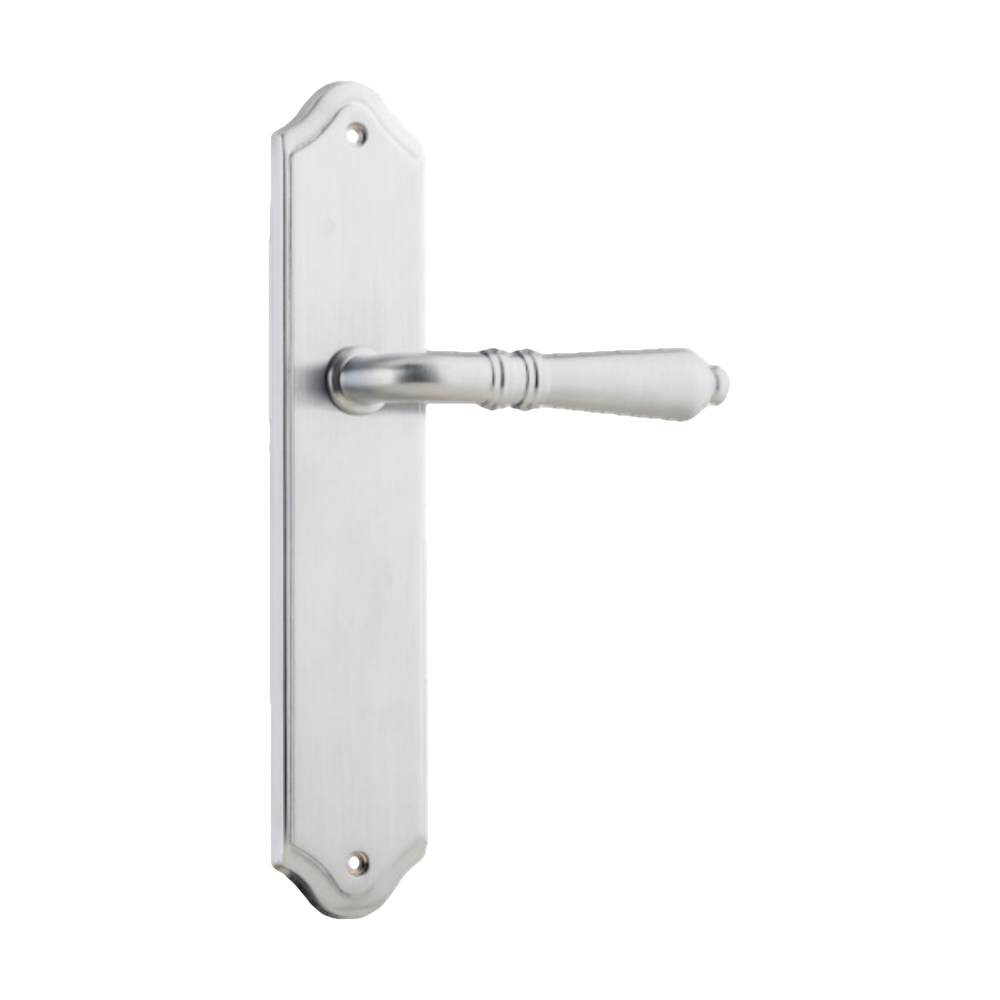 Door Lever Sarlat Shouldered Latch Brushed Chrome H250xW48xP57mm in Brushed Chrome