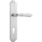 Door Lever Sarlat Shouldered Euro Brushed Chrome CTC85mm H250xW48xP57mm in Brushed Chrome