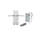 Door Lever Sarlat Shouldered Euro Brushed Chrome CTC85mm H250xW48xP57mm Entrance Kit Mortice Lock Euro Brushed Chrome CTC85mm Backset 60mm, Euro Cylinder Key Thumb 6 Pin Brushed Chrome L70mm KA1 in Brushed Chrome
