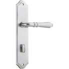 Door Lever Sarlat Shouldered Privacy Brushed Chrome CTC85mm H250xW48xP57mm in Brushed Chrome