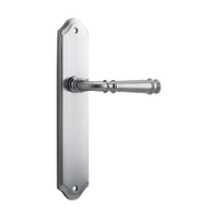 Door Lever Verona Shouldered Latch Brushed Chrome H237xW50xP59mm in Brushed Chrome