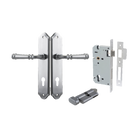 Door Lever Verona Shouldered Euro Brushed Chrome CTC85mm H240xW50xP59mm Entrance Kit Mortice Lock Euro Brushed Chrome CTC85mm Backset 60mm, Euro Cylinder Key Thumb 6 Pin Brushed Chrome L70mm KA1 in Brushed Chrome