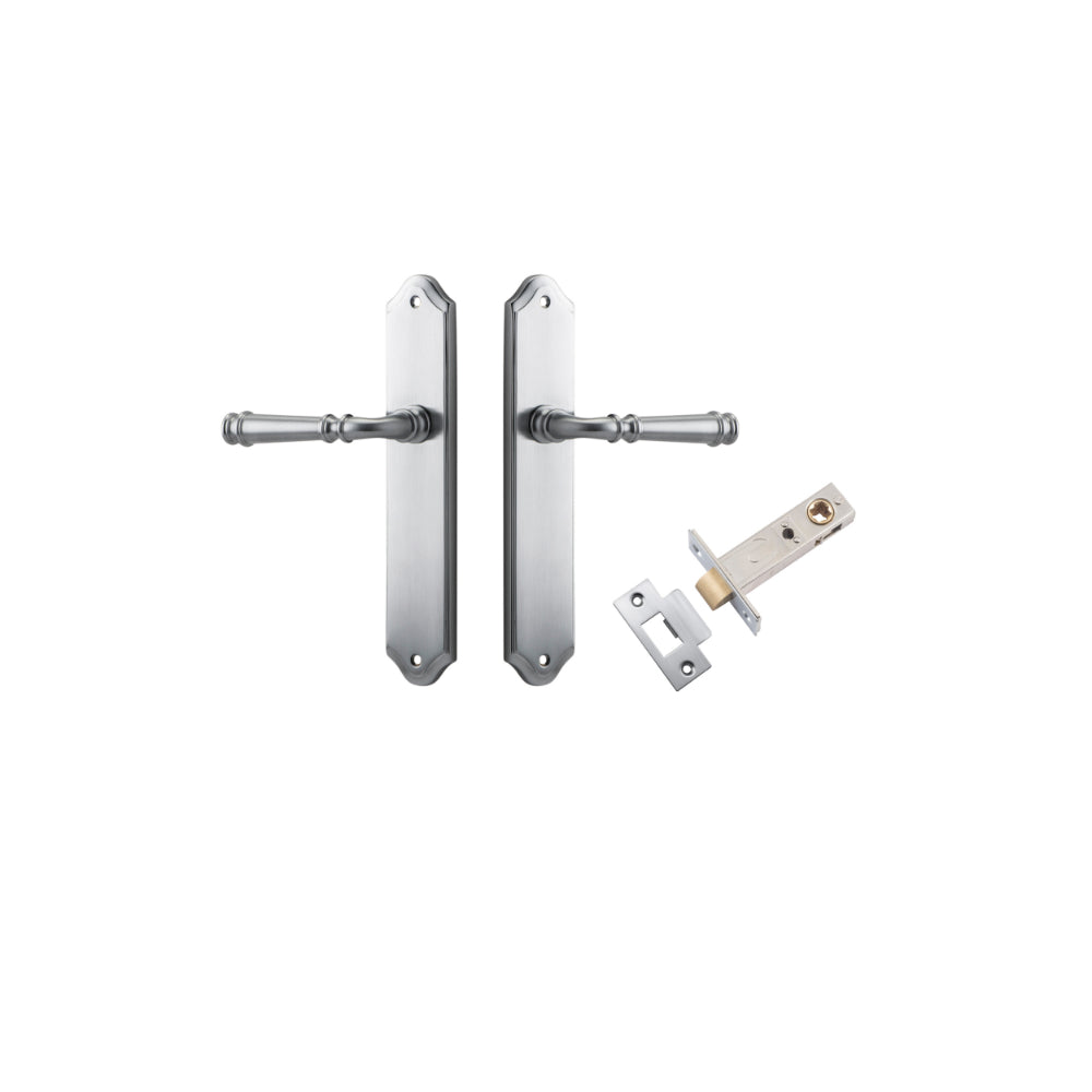 Door Lever Verona Shouldered Latch Brushed Chrome H240xW50xP59mm Passage Kit Tube Latch Split Cam 'T' Striker Brushed Chrome Backset 60mm in Brushed Chrome