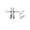 Door Lever Verona Shouldered Privacy Brushed Chrome CTC85mm H240xW50xP59mm Inbuilt Privacy Kit Tube Latch Split Cam 'T' Striker Brushed Chrome Backset 60mm, Privacy Bolt Round Bolt Brushed Chrome Backset 60mm in Brushed Chrome