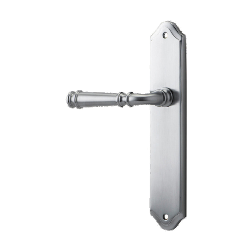 Door Lever Verona Shouldered Latch Left Hand Fixed Brushed Chrome L122xP58mm BPH250xW48mm in Brushed Chrome