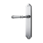 Door Lever Verona Shouldered Latch Left Hand Fixed Brushed Chrome L122xP58mm BPH250xW48mm in Brushed Chrome