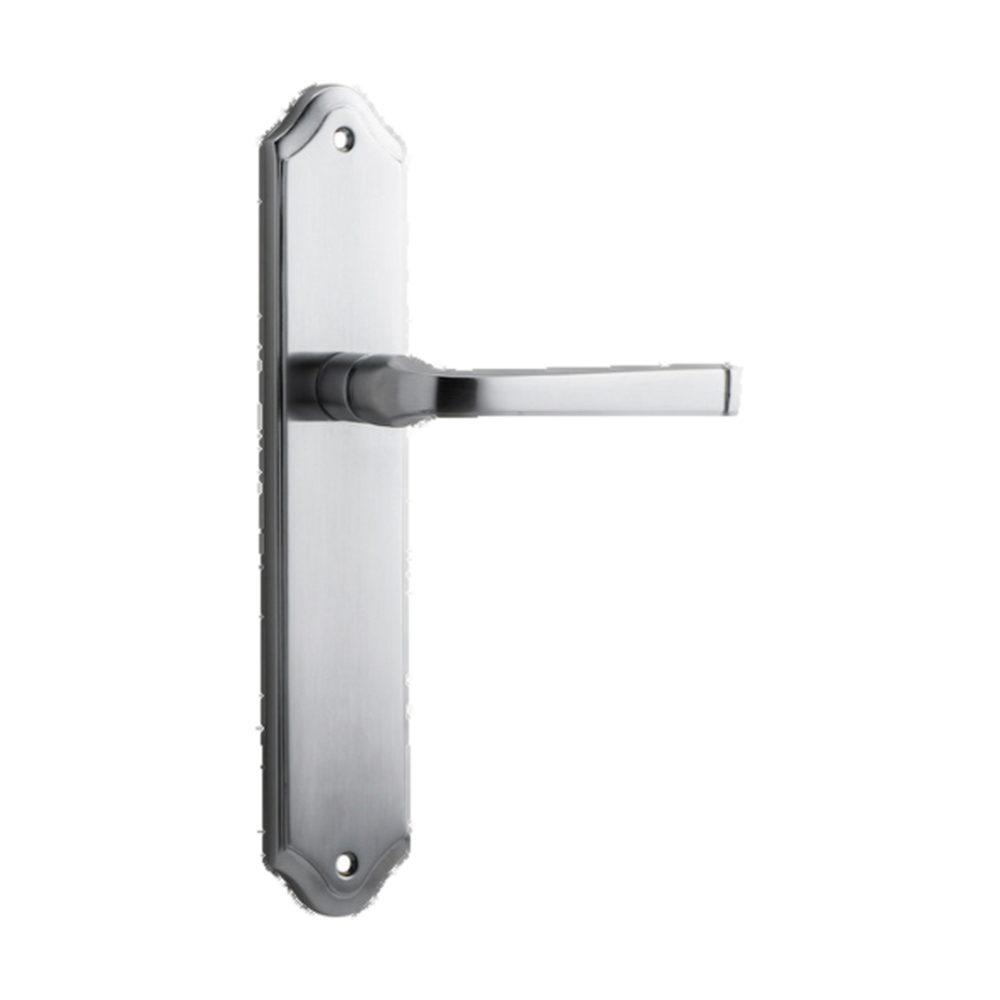 Door Lever Annecy Shouldered Latch Brushed Chrome H237xW50xP65mm in Brushed Chrome