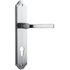 Door Lever Annecy Shouldered Euro Brushed Chrome CTC85mm H237xW50xP65mm in Brushed Chrome