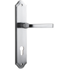 Door Lever Annecy Shouldered Euro Brushed Chrome CTC85mm H237xW50xP65mm in Brushed Chrome