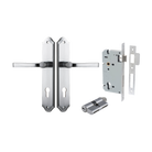 Door Lever Annecy Shouldered Euro Brushed Chrome CTC85mm H240xW50xP65mm Entrance Kit Mortice Lock Euro Brushed Chrome CTC85mm Backset 60mm, Euro Cylinder Dual Function 5 Pin Brushed Chrome L65mm KA1 in Brushed Chrome