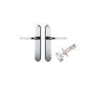 Door Lever Annecy Shouldered Latch Brushed Chrome H240xW50xP65mm Passage Kit Tube Latch Split Cam 'T' Striker Brushed Chrome Backset 60mm in Brushed Chrome