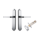 Door Lever Annecy Shouldered Latch Brushed Chrome H240xW50xP65mm Passage Kit Tube Latch Split Cam 'T' Striker Brushed Chrome Backset 60mm in Brushed Chrome