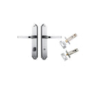 Door Lever Annecy Shouldered Privacy Brushed Chrome CTC85mm H240xW50xP65mm Inbuilt Privacy Kit Tube Latch Split Cam 'T' Striker Brushed Chrome Backset 60mm, Privacy Bolt Round Bolt Brushed Chrome Backset 60mm in Brushed Chrome