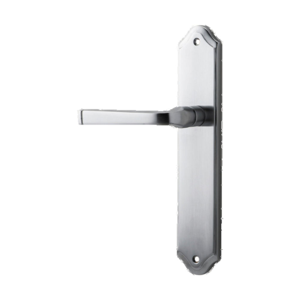 Door Lever Annecy Shouldered Latch Left Hand Fixed Brushed Chrome L117xP65mm BPH250xW48mm in Brushed Chrome
