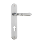 Door Lever Sarlat Oval Euro Brushed Chrome CTC85mm H230xW40xP55mm in Brushed Chrome