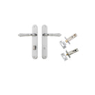 Door Lever Sarlat Oval Privacy Brushed Chrome CTC85mm H240xW40xP55mm Privacy Kit Tube Latch Split Cam 'T' Striker Brushed Chrome Backset 60mm, Privacy Bolt Round Bolt Brushed Chrome Backset 60mm in Brushed Chrome