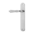 Door Lever Sarlat Oval Latch Left Hand Fixed Brushed Chrome L111xP53mm BPH240xW40mm in Brushed Chrome