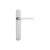 Door Lever Baltimore Oval Latch Brushed Chrome H230xW40xP55mm in Brushed Chrome