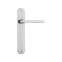 Door Lever Baltimore Oval Latch Brushed Chrome H230xW40xP55mm in Brushed Chrome