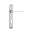 Door Lever Baltimore Oval Euro Brushed Chrome CTC85mm H230xW40xP55mm in Brushed Chrome