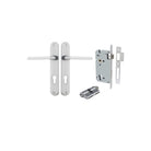 Pair of Iver Baltimore lever door handles on oval backplates, featuring a sleek, modern design in a polished finish.