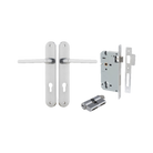 Door Lever Baltimore Oval Euro Brushed Chrome CTC85mm H240xW40xP55mm Entrance Kit Mortice Lock Euro Brushed Chrome CTC85mm Backset 60mm, Euro Cylinder Dual Function 5 Pin Brushed Chrome L65mm KA1 in Brushed Chrome