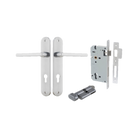 Door Lever Baltimore Oval Euro Brushed Chrome CTC85mm H240xW40xP55mm Entrance Kit Mortice Lock Euro Brushed Chrome CTC85mm Backset 60mm, Euro Cylinder Key Thumb 6 Pin Brushed Chrome L70mm KA1 in Brushed Chrome