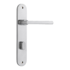 Door Lever Baltimore Oval Privacy Brushed Chrome CTC85mm H230xW40xP55mm in Brushed Chrome