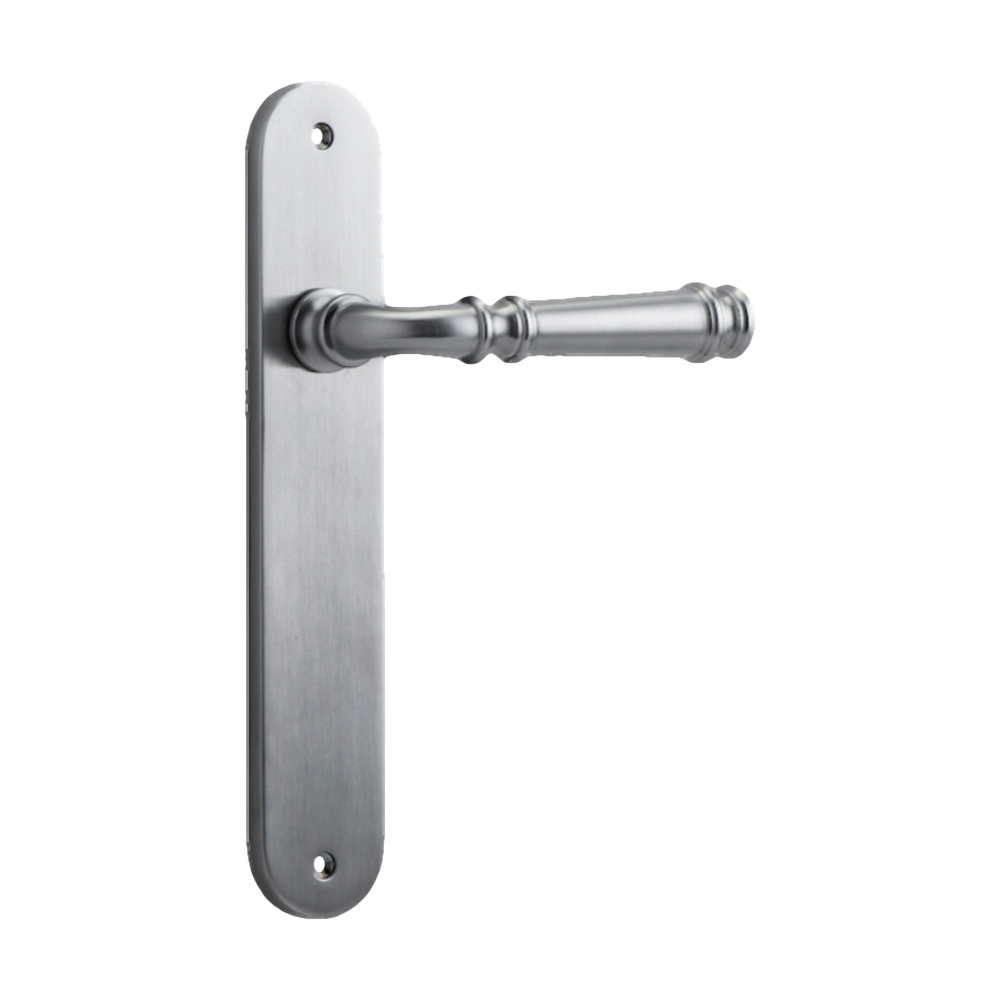Door Lever Verona Oval Latch Brushed Chrome H237xW50xP59mm in Brushed Chrome