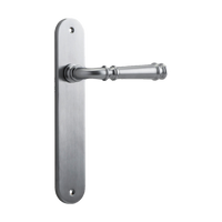 Door Lever Verona Oval Latch Brushed Chrome H237xW50xP59mm in Brushed Chrome