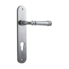 Door Lever Verona Oval Euro Brushed Chrome CTC85mm H237xW50xP59mm in Brushed Chrome