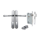 Door Lever Verona Oval Euro Brushed Chrome CTC85mm H240xW40xP59mm Entrance Kit Mortice Lock Euro Brushed Chrome CTC85mm Backset 60mm, Euro Cylinder Dual Function 5 Pin Brushed Chrome L65mm KA1 in Brushed Chrome