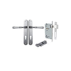 Door Lever Verona Oval Euro Brushed Chrome CTC85mm H240xW40xP59mm Entrance Kit Mortice Lock Euro Brushed Chrome CTC85mm Backset 60mm, Euro Cylinder Key Thumb 6 Pin Brushed Chrome L70mm KA1 in Brushed Chrome