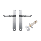 Door Lever Verona Oval Latch Brushed Chrome H240xW40xP59mm Passage Kit Tube Latch Split Cam 'T' Striker Brushed Chrome Backset 60mm in Brushed Chrome