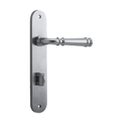 Door Lever Verona Oval Privacy Brushed Chrome CTC85mm H237xW50xP59mm in Brushed Chrome