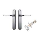 Door Lever Annecy Oval Latch Brushed Chrome H240xW40xP62mm Passage Kit Tube Latch Split Cam 'T' Striker Brushed Chrome Backset 60mm in Brushed Chrome