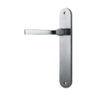 Door Lever Annecy Oval Latch Left Hand Fixed Brushed Chrome L117xP63mm BPH240xW40mm in Brushed Chrome