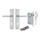 Door Lever Sarlat Stepped Brushed Chrome Key / Thumb Entrance Kit in Brushed Chrome