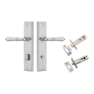 Door Lever Sarlat Stepped Brushed Chrome Privacy Kit in Brushed Chrome