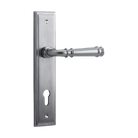 Pair of Iver Verona lever handles on stepped backplates, showcasing elegant architectural hardware for doors.