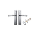 Door Lever Verona Stepped Latch Brushed Chrome H240xW50xP59mm Passage Kit Tube Latch Split Cam 'T' Striker Brushed Chrome Backset 60mm in Brushed Chrome