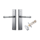 Pair of Iver Verona lever handles on stepped backplates, architectural hardware for doors, in a sleek, modern design.