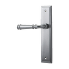 Pair of Iver Verona lever handles on stepped backplates, showcasing elegant architectural hardware design for doors.