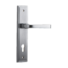 Door Lever Annecy Stepped Euro Brushed Chrome CTC85mm H237xW50xP65mm in Brushed Chrome