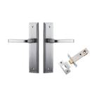 Door Lever Annecy Stepped Latch Brushed Chrome H240xW50xP65mm Passage Kit Tube Latch Split Cam 'T' Striker Brushed Chrome Backset 60mm in Brushed Chrome