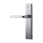 Door Lever Annecy Stepped Latch Left Hand Fixed Brushed Chrome L117xP66mm BPH237xW50mm in Brushed Chrome