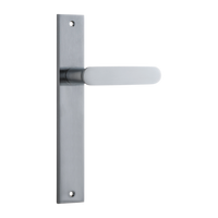 Door Lever Bronte on Long Backplate Brushed Chrome H240xW38xP65mm in Brushed Chrome